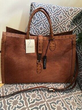 Claudia Firenze handbag crafted from Cognac Brown Crocodile Leather & Cowhide